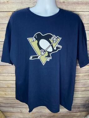 Pittsburgh Penguins Miller Lite Rivers Casino Shirt Size 2XL Y2K Navy Blue